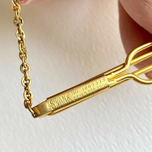 SWANK Monogram GJR Initials Name Letter Gold Tone Vintage Pendant Tie Bar Clip - Picture 7 of 7